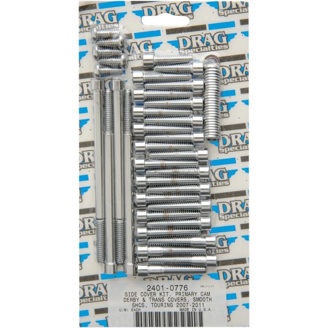 Drag Specialties 2401-0774 Side Cover Chrome Socket-Head Bolt Set - Smooth