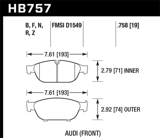 Hawk Performance HB757B.758 HAWK HPS 5.0 Brake Pad Sets