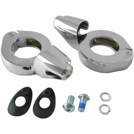 Drag Specialties 2020-1271 Turn Signal Fork Clamps for 49mm Fork Tubes - Chrome