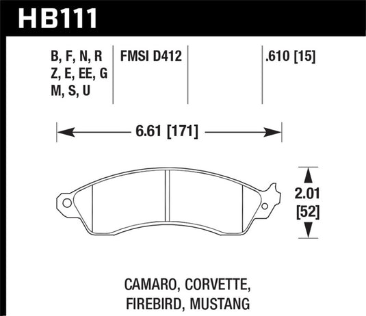 Hawk Performance HB111B.610 HAWK HPS 5.0 Brake Pad Sets
