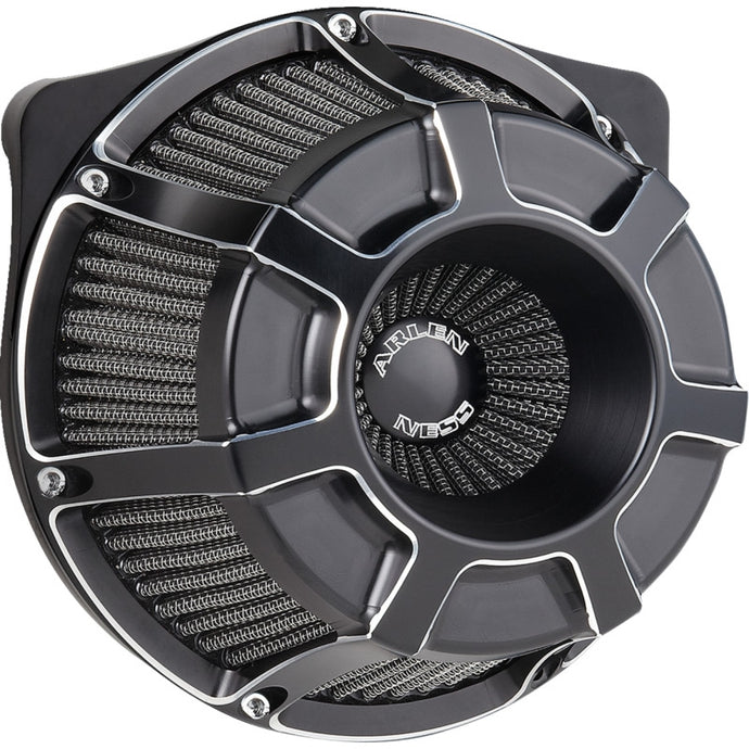 Arlen Ness 600-225 Inverted Series Air Cleaner Kit - Beveled - Black Anodized