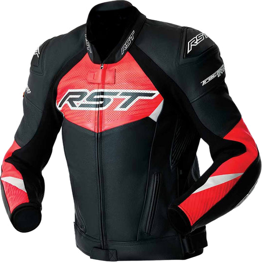 Rst Tractech EVO 5 D30 Leather Jacket (XX-Large, Black/Flo Red)