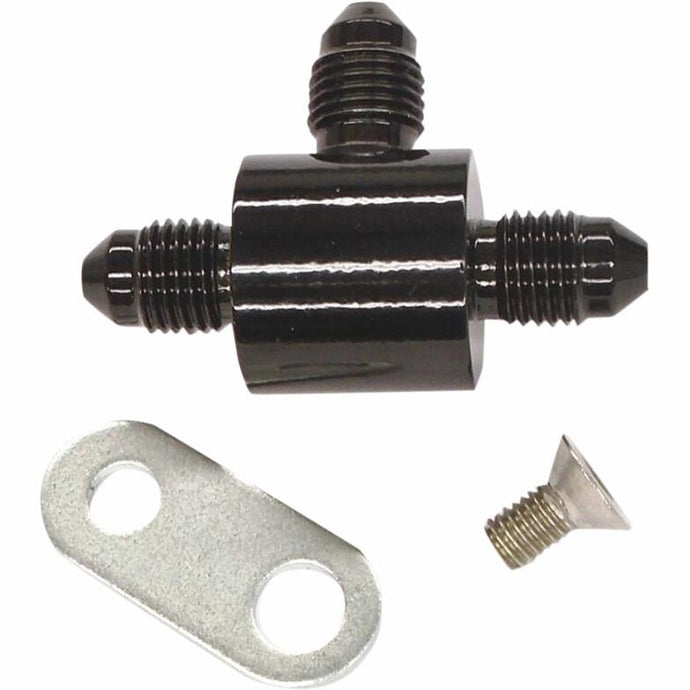 Magnum 1704-982 AN-3 T-Block w/ Bracket Brake Line Fitting - Black