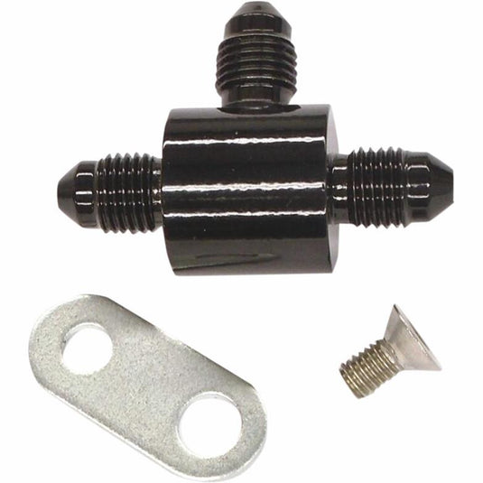 Magnum 1704-982 AN-3 T-Block w/ Bracket Brake Line Fitting - Black