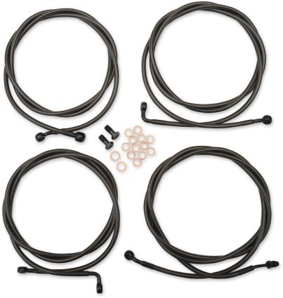 La Choppers LA-8054KT-13M Standard Handlebar Cable/Brake & Clutch Line/Wire Kit - Black Vinyl/Stainless
