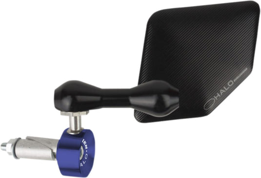 Driven Racing DHBML-BL Halo Left Side Bar End Mirror - Stainless Steel - Blue
