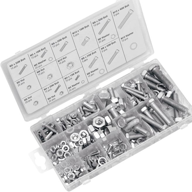 Performance Tools W5334 Metric Zinc-Plated Bolt Nut Washer Assortment