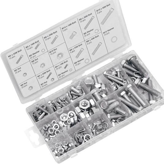 Performance Tools W5334 Metric Zinc-Plated Bolt Nut Washer Assortment