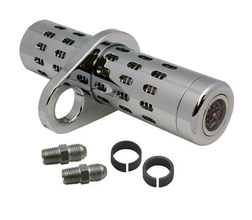 Pro-One Performance 201110 Oil Cooler Kit for 1in. to 1 1/4in. Frame Tubes with Pressure Gauge - Chrome