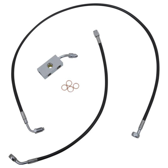 La Choppers LA-8152B16B Black Vinyl-Coated Stainless Steel Brake Line Kit - 15-17in. Ape Hangers
