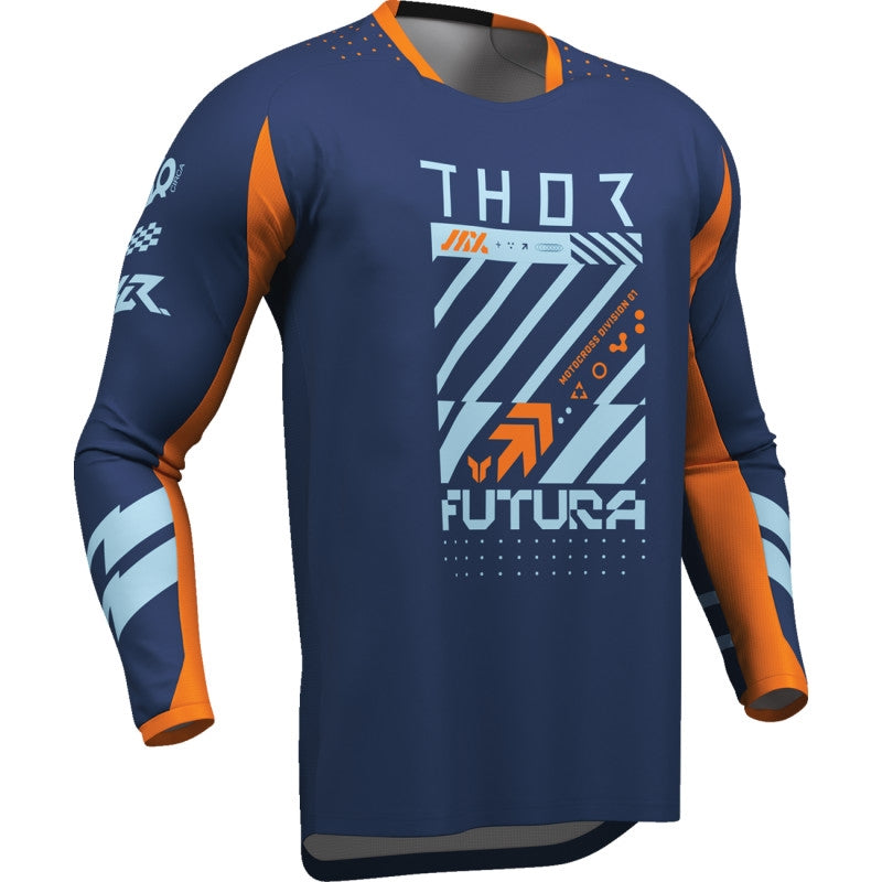 Load image into Gallery viewer, Thor Launchmode Futura Youth Jersey (Small, Navy/Orange)
