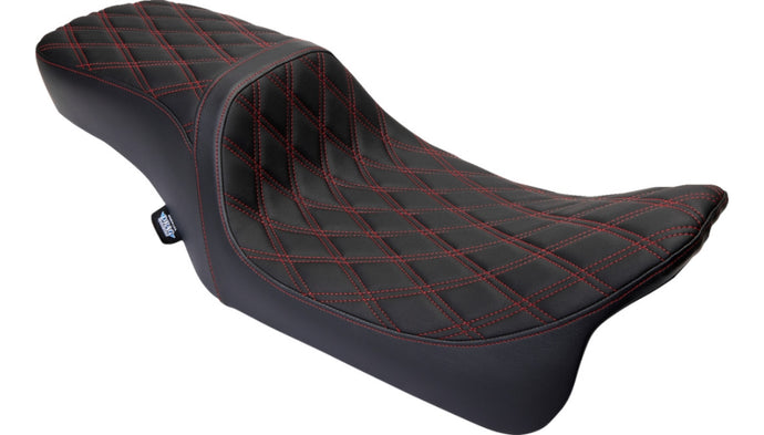 Drag Specialties 0801-1494 Performance Predator 2-Up Seat - Double Diamond - Red Thread
