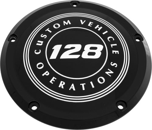 Custom Engraving Ltd 128-09-46BG Displacement Derby Cover - 128 Cubic Inch CVO - Black