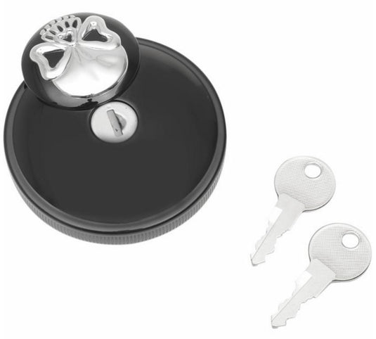 Drag Specialties 0703-0690 Screw-In Locking Skull Gas Cap - Vented - Black