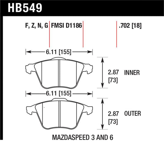 Hawk Performance HB549F.702 HAWK HPS Brake Pad Sets
