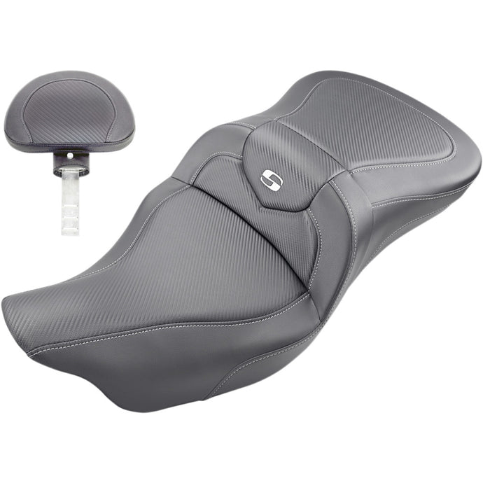 Saddlemen 808-07B-186BR Extended Reach Road Sofa Seat with Drivers Brackest - Carbon Fiber