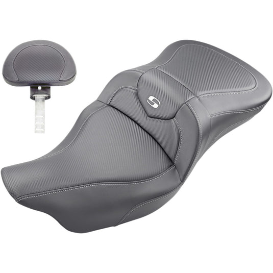 Saddlemen 808-07B-186BR Extended Reach Road Sofa Seat with Drivers Brackest - Carbon Fiber