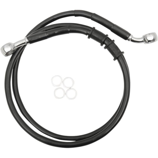 Drag Specialties 1741-5391 Extended Length Stainless Steel Front Brake Line Kit - +6in. - Black Vinyl