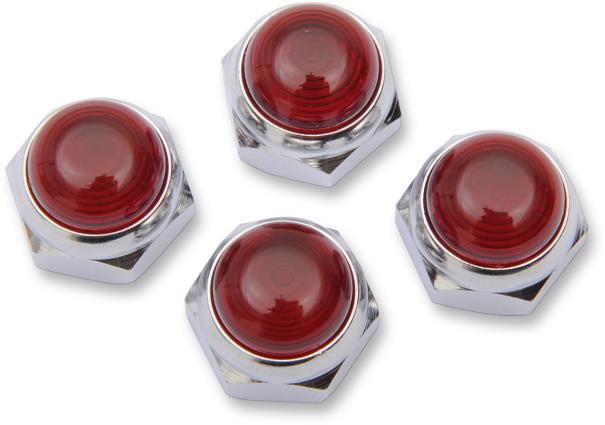 Eastern Motorcycle Parts V-13-241 Rocker Shaft Nuts with Red Seals - Chrome - 4pk.