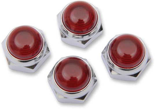 Eastern Motorcycle Parts V-13-241 Rocker Shaft Nuts with Red Seals - Chrome - 4pk.