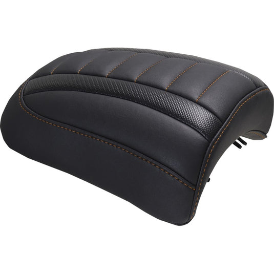 Mustang 88610MO Deluxe Carbon Fiber Padded Passenger Seat Cowl - Black/Orange Stitching