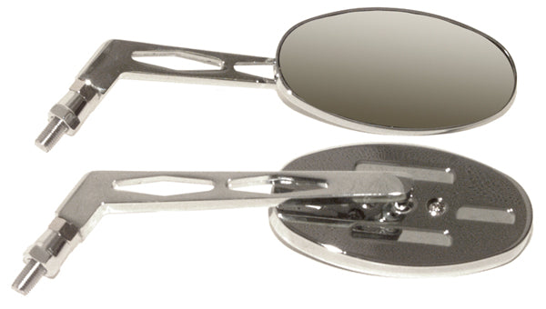 Emgo 20-26307 Billet Oval Mirror - Tall Stem