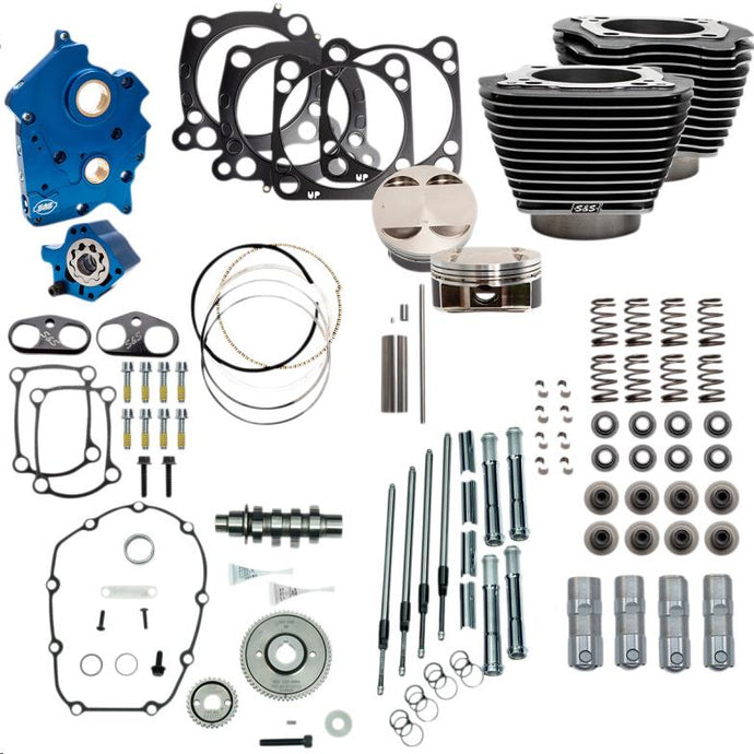 S&S Cycle 310-1108A 128in. Power Package for M8 - Gear Cam - Water Cooled - Black Granite w/ Highlighted Fins