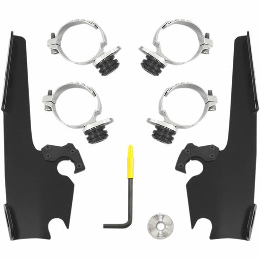 Memphis Shades MEB2016 Trigger-Lock Mount Kit for Batwing Fairing and Fats/Slim Windshields - Black
