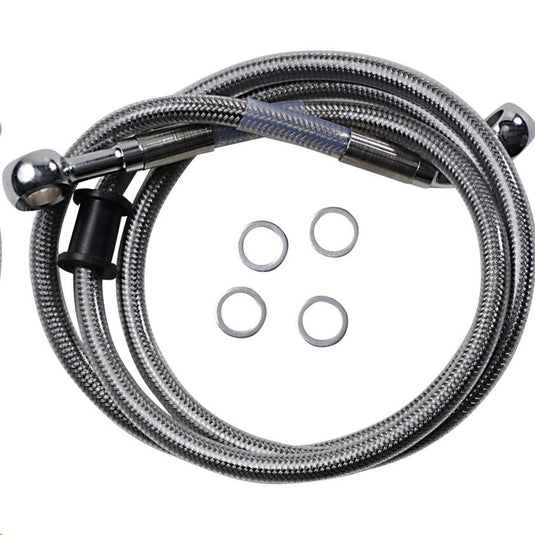 Drag Specialties 1741-5837 Standard Length Front Stainless Steel Brake Line Kit - Clear