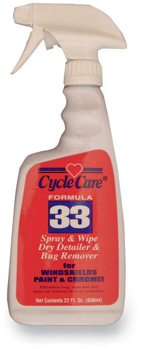 Cycle Care Formulas 33022 Formula 33 Spray and Wipe, Dry Detailer and Bug Remover - 22oz.