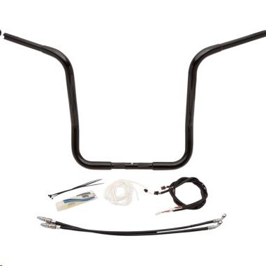 Fat Baggers, Inc. 909516-B 1-1/4in. EZ Install Handlebar Kit with Round Top Handlebars - Gloss Black