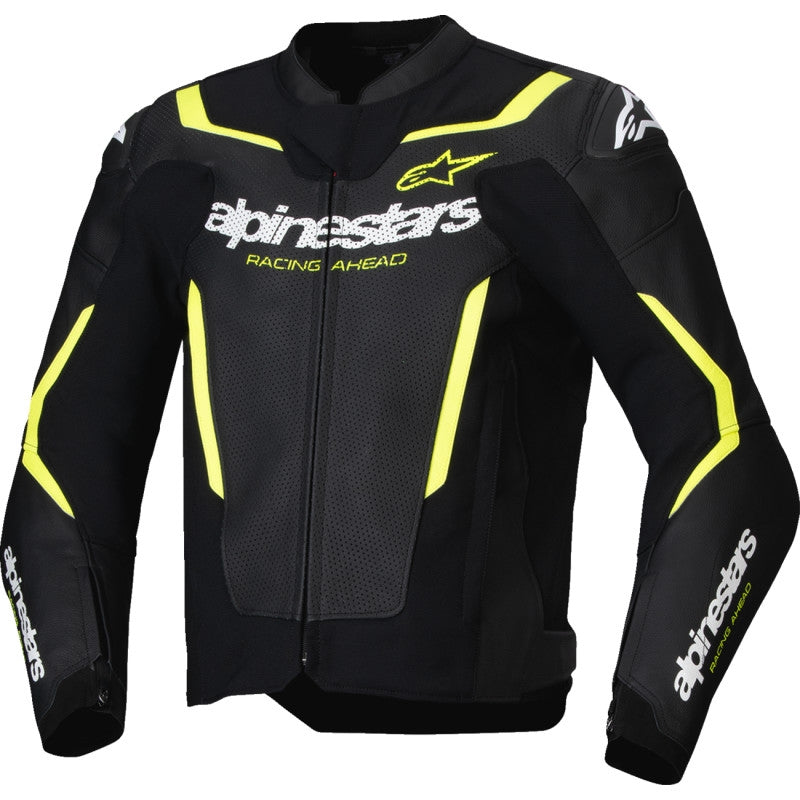 Load image into Gallery viewer, Alpinestars GP Force v2 Airflow Leather Jacket (40, Black/Yellow Fluo)
