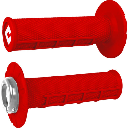 Odi J33HWR-S ATV MX Half Waffle V2 Lock on Grips - Bright Red/Silver