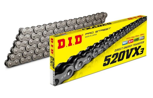 D.I.D 520VX3X106FB 520 VX3 Pro-Street X-Ring V Series Chain - 106 Links (Natural)