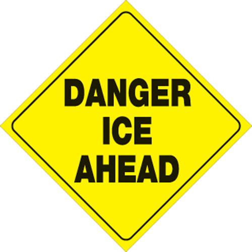Voss 429 DIA YR 12x12in. Reflective Trail Sign - Danger Ice Ahead (Yellow/Black)