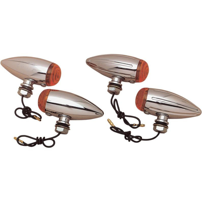 Drag Specialties 7805-2069 Chrome Marker Lights - Smooth - Amber lens - Amber LED