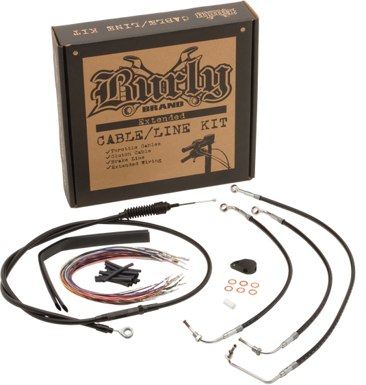 Burly Brand B30-1291 Extended Cable/Brake Line Kit for 13in. Ape Handlebars - Black