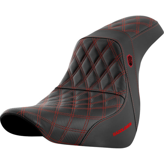 Saddlemen SC81829RED Pro Series SDC Performance Gripper Seat without Drivers Backrest - Red Stitching