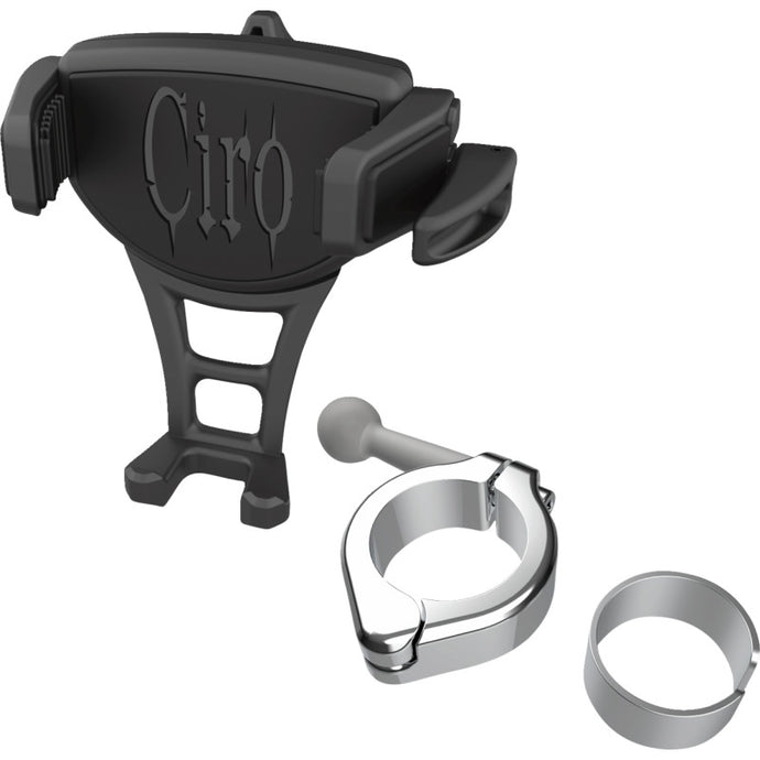 Ciro 50354 Constrictor Phone Holder - Black - Chrome 1-1/8in. | 1-1/4in. Handlebar Mount