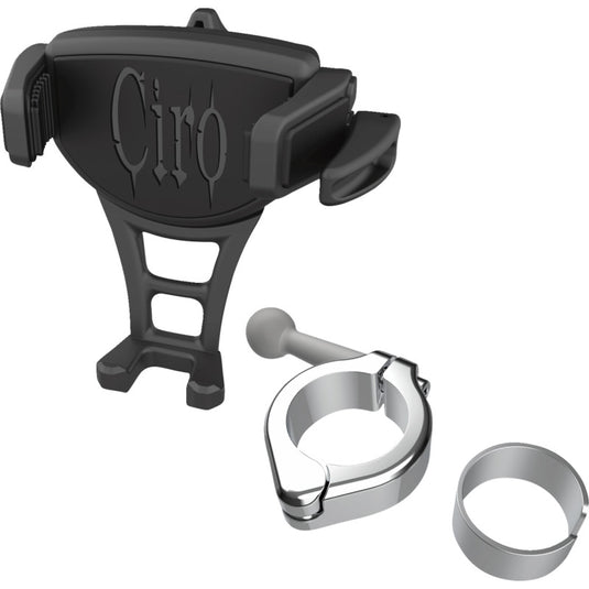 Ciro 50354 Constrictor Phone Holder - Black - Chrome 1-1/8in. | 1-1/4in. Handlebar Mount