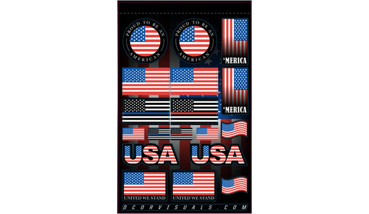 Dcor 40-90-120 Universal Decal Sheet - USA - 4mll.