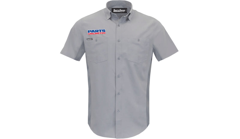 Throttle Threads Performance Vented Parts Unlimited Uniform Shirt Gray
