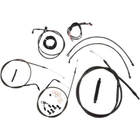 La Choppers LA-8122KT2-19M Complete Handlebar Cable/Brake & Clutch Line/Wire Kit - Midnight Black