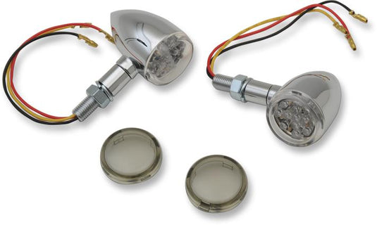 Drag Specialties 2040-1957 LED Mini Deuce Marker Lights - Amber LED with Clear/Smoke Lens - Chrome