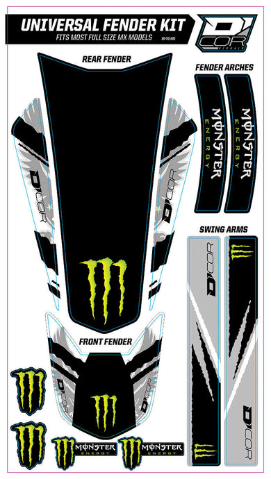Dcor 15-70-101 Universal Fender Trim Decals - Monster - White