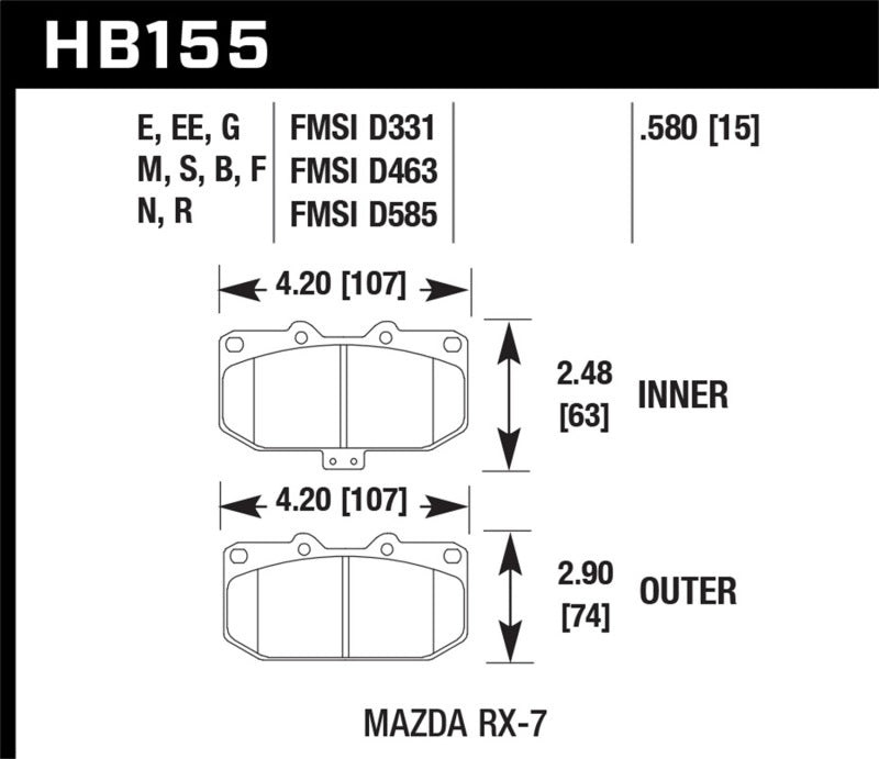 Load image into Gallery viewer, Hawk Performance HB155N.580 HAWK HP+ Brake Pad Sets
