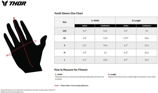Thor Launchmode Namir Youth Gloves (X-Small, White/Black)