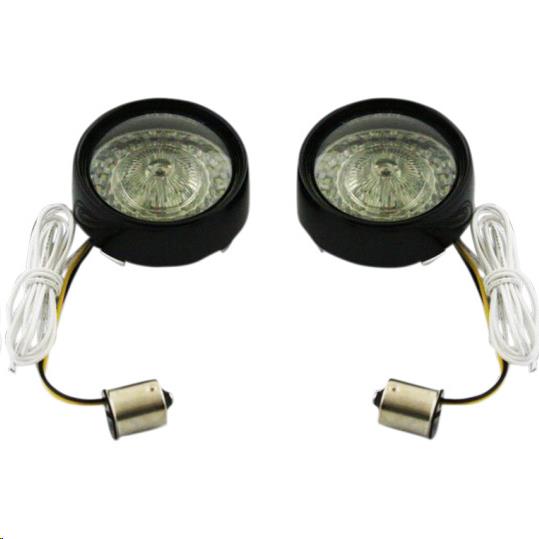 Custom Dynamics PB-BB-AW-1156BS Bullet Bezel Turn Signal Inserts for Models with 1156 Contact Bases - Gloss Black/Smoke Lens