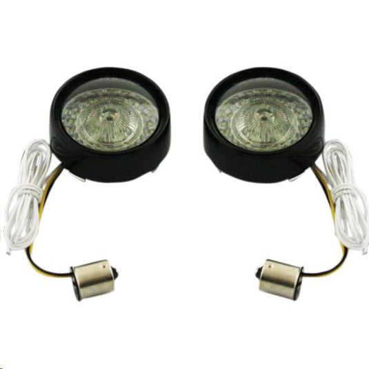 Custom Dynamics PB-BB-AW-1156BS Bullet Bezel Turn Signal Inserts for Models with 1156 Contact Bases - Gloss Black/Smoke Lens