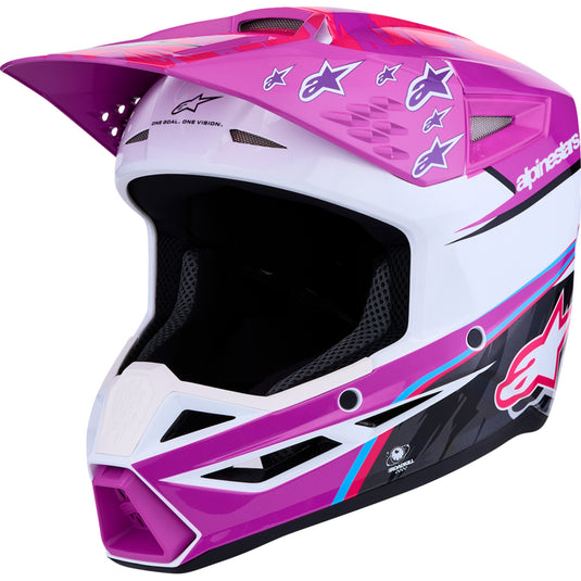 Alpinestars S-M3 Falcon Youth Helmet (Medium, White/Pink)